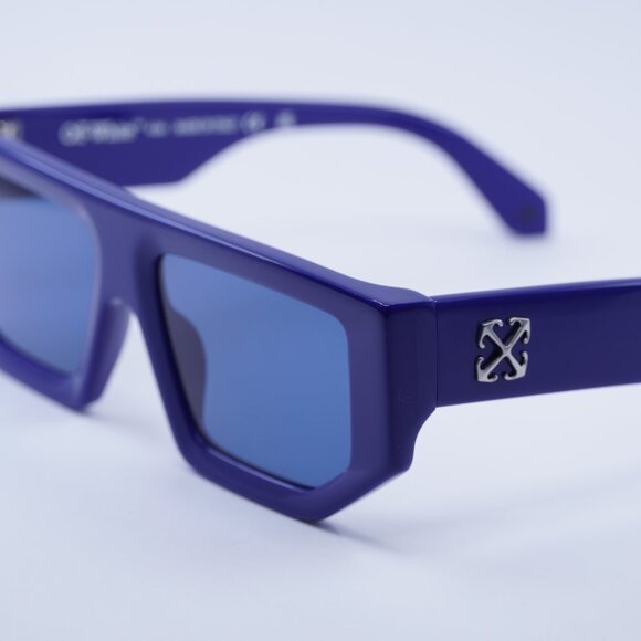 Off-White OERI13F VANCOUVER 4545 Sunglasses Blue Geometric Frame, Blue Lenses - Picture 2 of 12